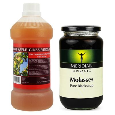 Apple Cider Vinegar with 'Mother' - 1000ml Natural & Unfiltered - with 1 x Organic Blackstrap Molasses 600 Grams