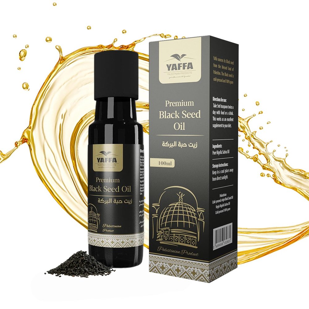 Yaffa Premium Palestinian Black Seed Oil 100ml - 100% Pure, NON-GMO, Virgin, Cold-Pressed, Unfiltered, Vegan and Unrefined Nigella Sativa Oil - Product of Palestine