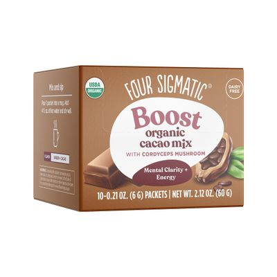 Four Sigmatic Mushroom Cacao Mix | Organic Instant Cacao with Cordyceps, Ginger & Coconut | Supports Performance & Energy | Drink it or Bake with it | Vegan, Gluten-Free, Dairy-Free | 10 Count