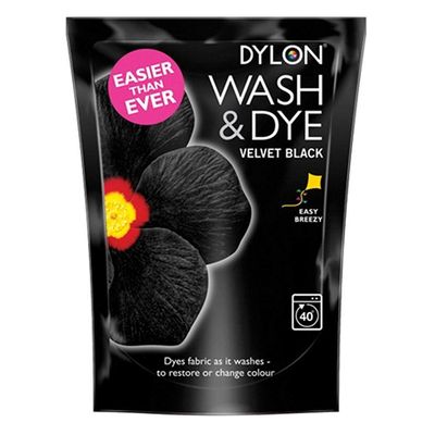 2x Dylon Wash & Dye Black Machine Dye Fabric Large 350G