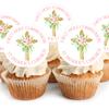 Holy Communion Cake Toppers - PRECUT - Personalised Pink Holy Communion Cake Decorations - 4cm x 24 - Icing or Wafer (Icing) view 4
