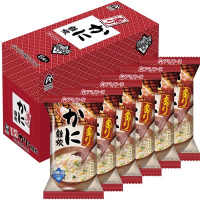 Amano Foods Freeze Dry Broiled Crab Porridge of Rice and Vegetables 6 Meals x 1 Box Japan