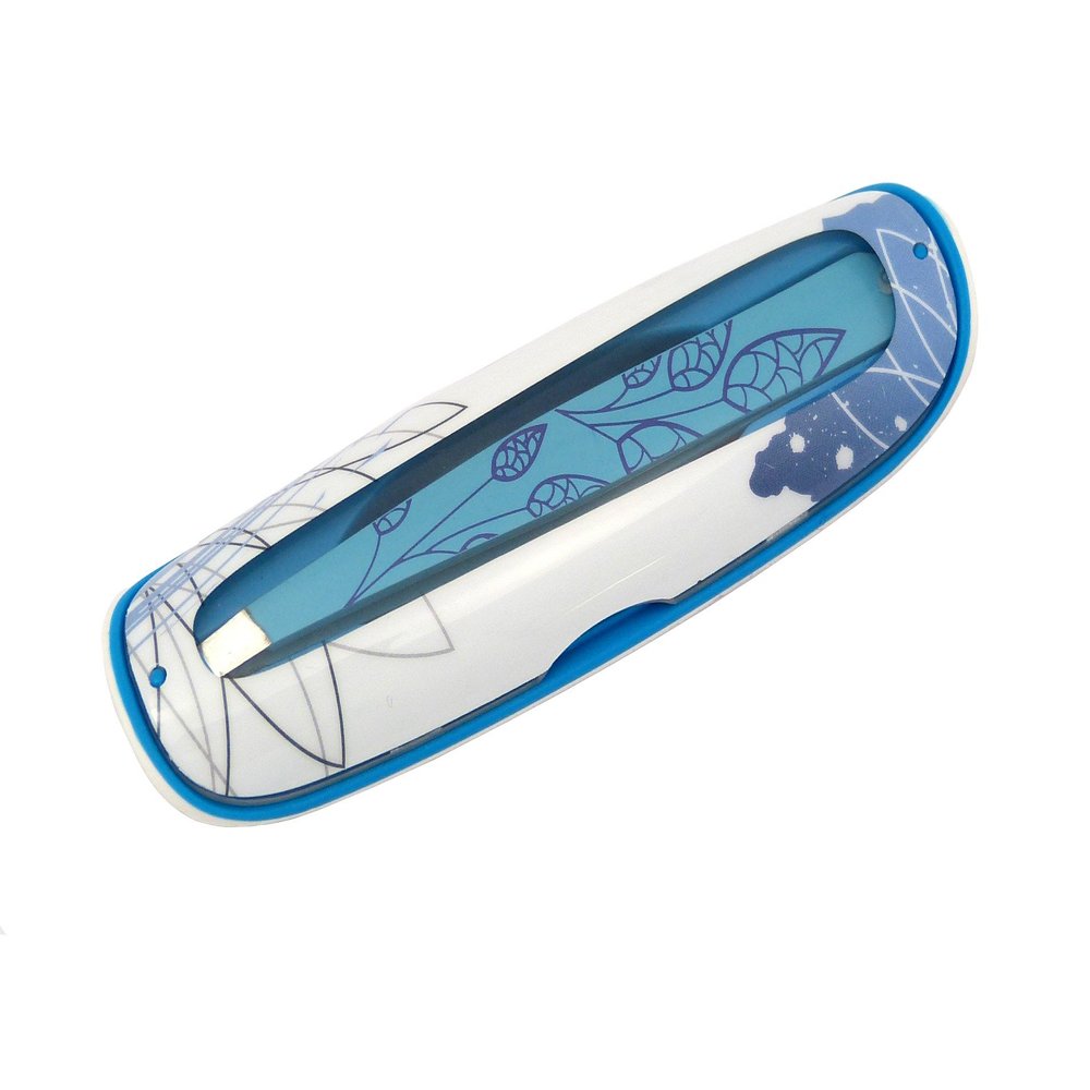 Excellent Aqua Case with tweezers and mirror