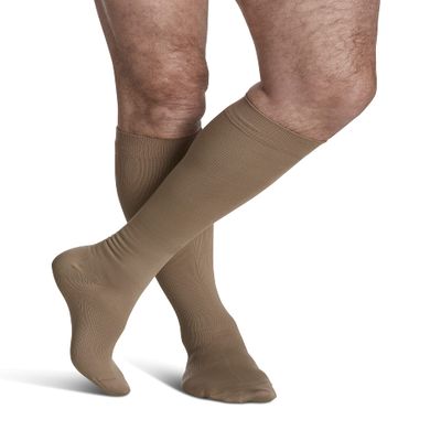 Sigvaris 821 Men's Midtown Microfiber Socks - 15-20mmHg Long Tan-Khaki XX Long 821CXXM32