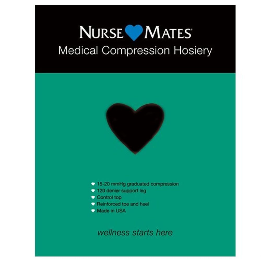 Nurse Mates Medical Compression Pantyhose | 15-20mmHg | Support Hosiery | 1 Pair, Black, E