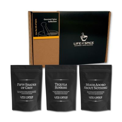 Life of Spice Three Pouch Gift Set | Spice Rubs, Salts, Herbs and Baking Spices Gifts | Choose any THREE | Great Gift for Christmas or Birthday for the Food Lover in your House | 30 Flavours to Choose