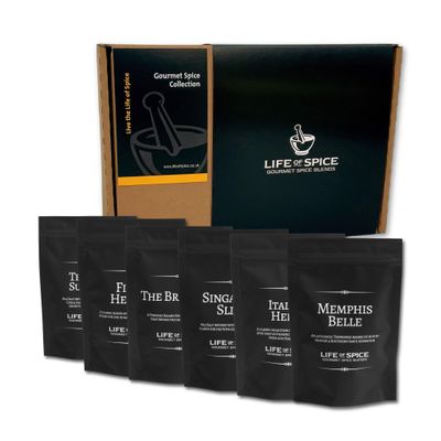Life of Spice Six Pouch Gift Set | Spice Rubs, Salts, Herbs and Baking Spices Gifts | Choose any SIX | Unique Gift for Christmas or Birthday for the Food Lover in your Family | 30 Flavours to Choose
