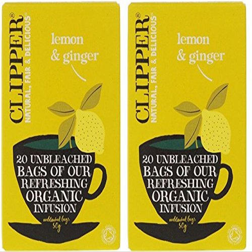 (2 Pack) - Clipper - Organic Lemon & Ginger | 20 Bag | 2 PACK BUNDLE