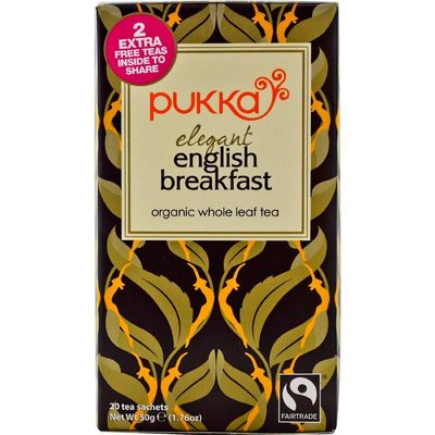 (2 Pack) - Pukka Herbs - Elegant English Breakfast Tea | 20 sachet | 2 PACK BUNDLE