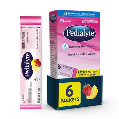 Pedialyte Large Powder Packs, Strawberry Lemonade, 6 Count
