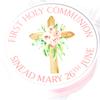 Holy Communion Cake Topper - Pink Personalised First Holy Communion Cake Decoration - 7.5" Round - Icing or Wafer (Wafer) view 1