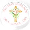 Holy Communion Cake Topper - Pink Personalised First Holy Communion Cake Decoration - 7.5" Round - Icing or Wafer (Wafer) view 3