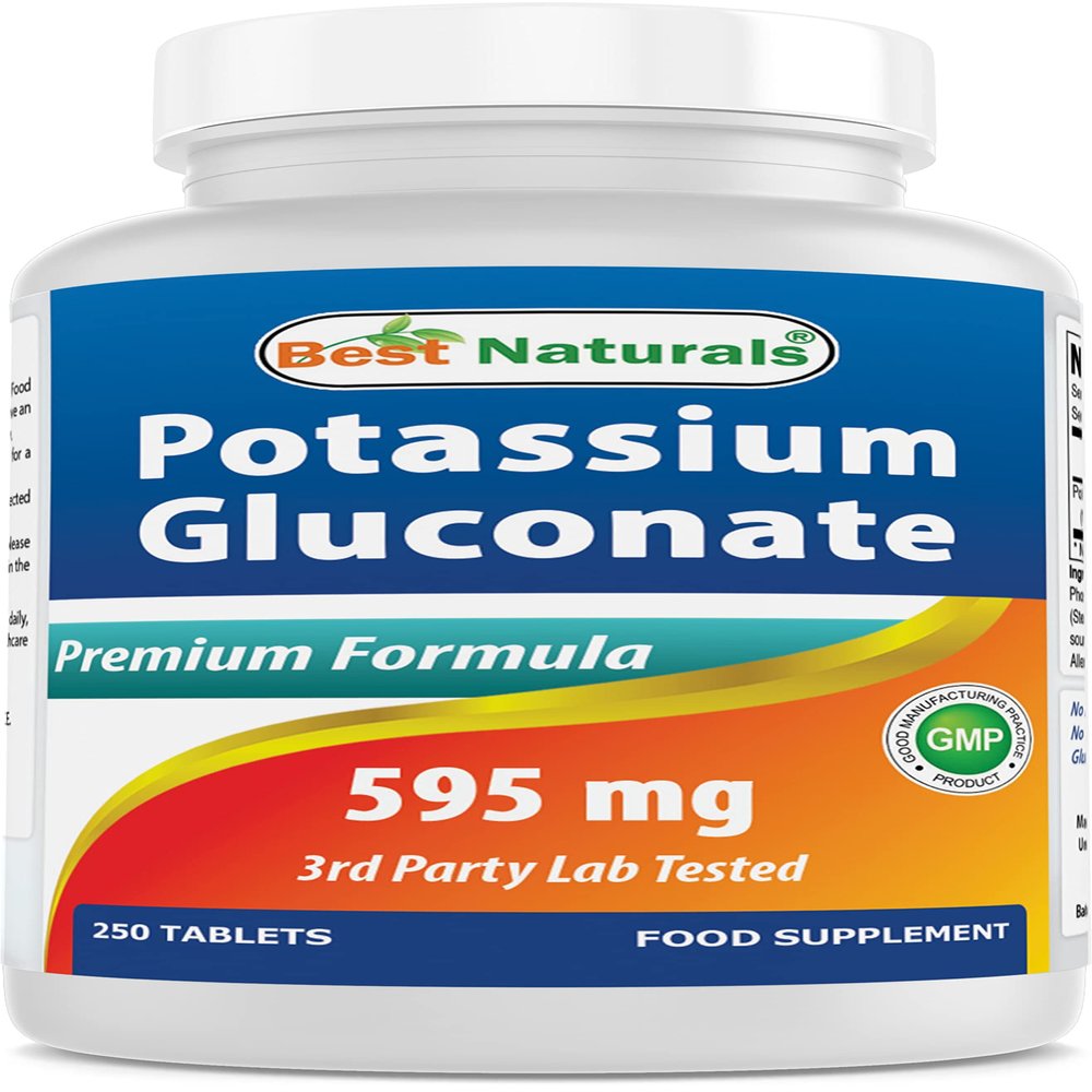 Best Naturals Potassium Gluconate 595 mg 250 Tablets