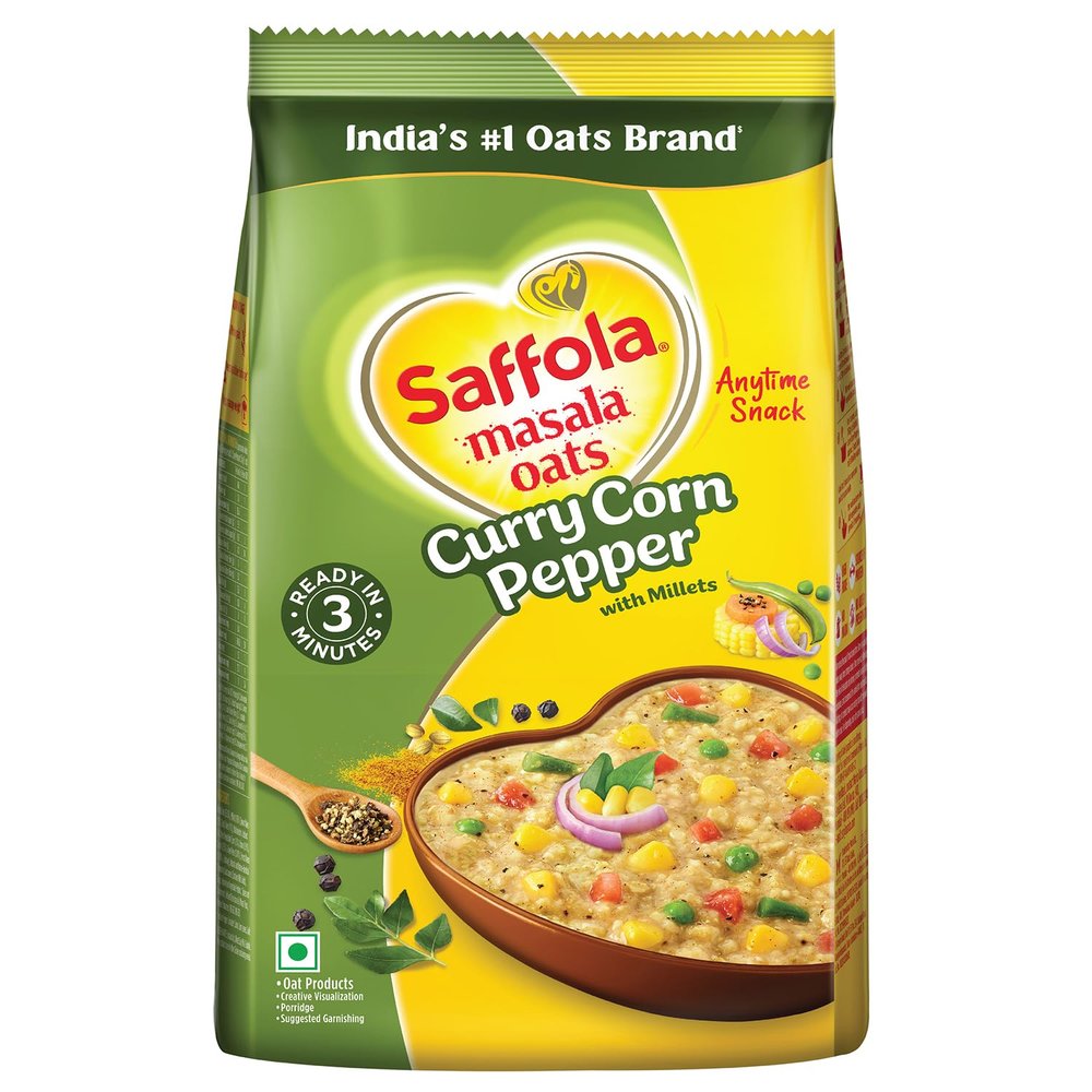 Saffola Masala Oats, Tasty Evening Snack, Healthy Snack, Curry&Pepper, 500G