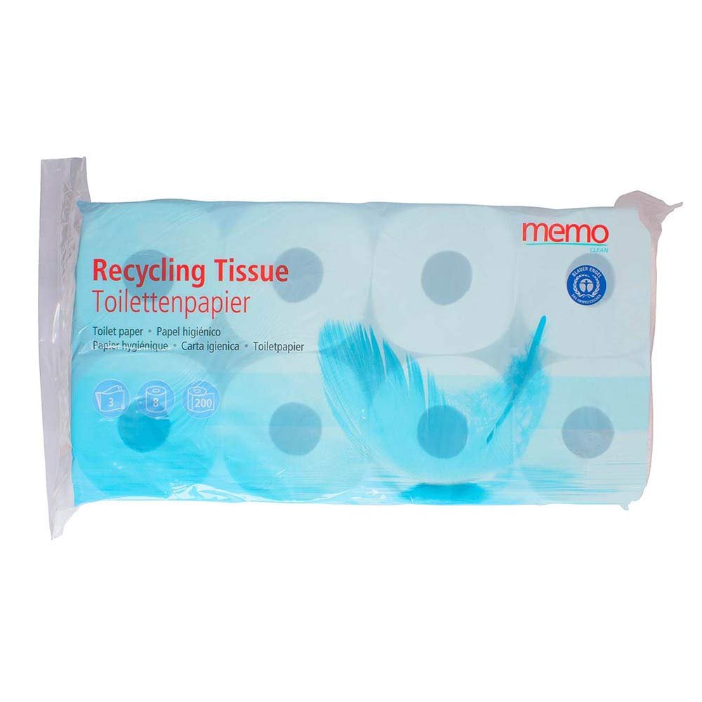 Memo 1x8 mm 3lagig Recycled Tissue Toilet Roll Pack