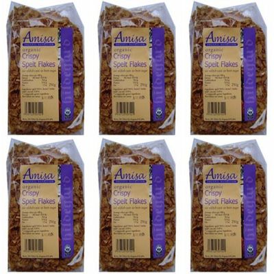 (6 Pack) - Amisa - Organic Crispy Spelt Flakes | 250g | 6 Pack Bundle