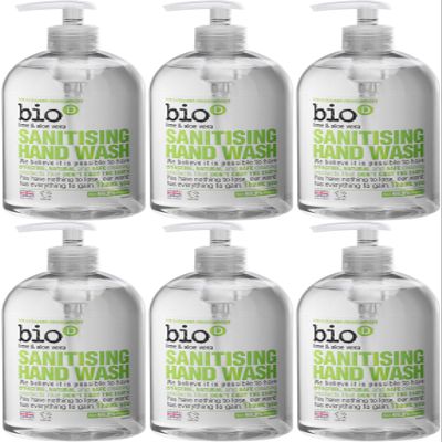 (6 PACK) - Bio-D - Sanitising Hand Wash Lime/Aloe | 500ml | 6 PACK BUNDLE