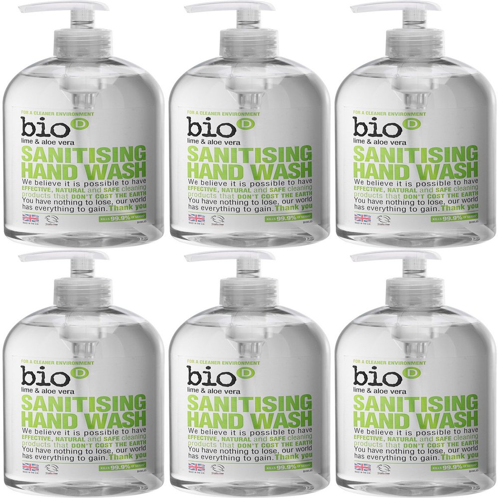 (6 PACK) - Bio-D - Sanitising Hand Wash Lime/Aloe | 500ml | 6 PACK BUNDLE