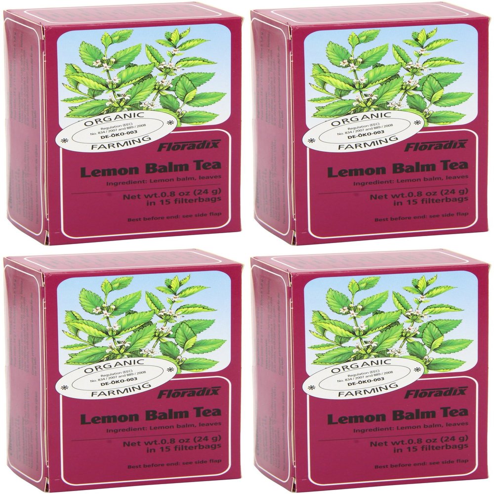 (4 PACK) - Floradix - Lemon Balm Organic Herbal Tea | 15 Bag | 4 PACK BUNDLE
