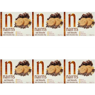 (6 PACK) - Nairns - Dark Choc Chip Oaty Biscuits | 200g | 6 PACK BUNDLE