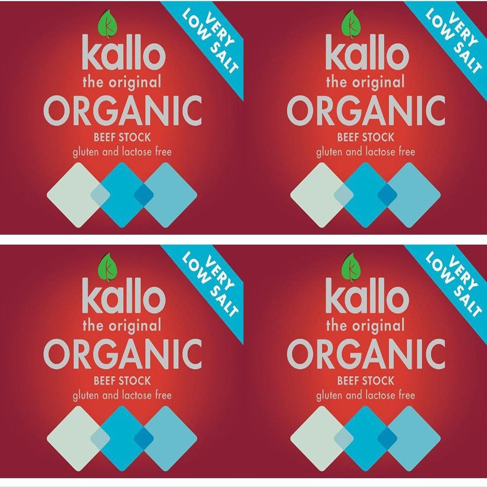 (4 PACK) - Kallo - Org Beef Stock Cubes Low Salt | 51g | 4 PACK BUNDLE