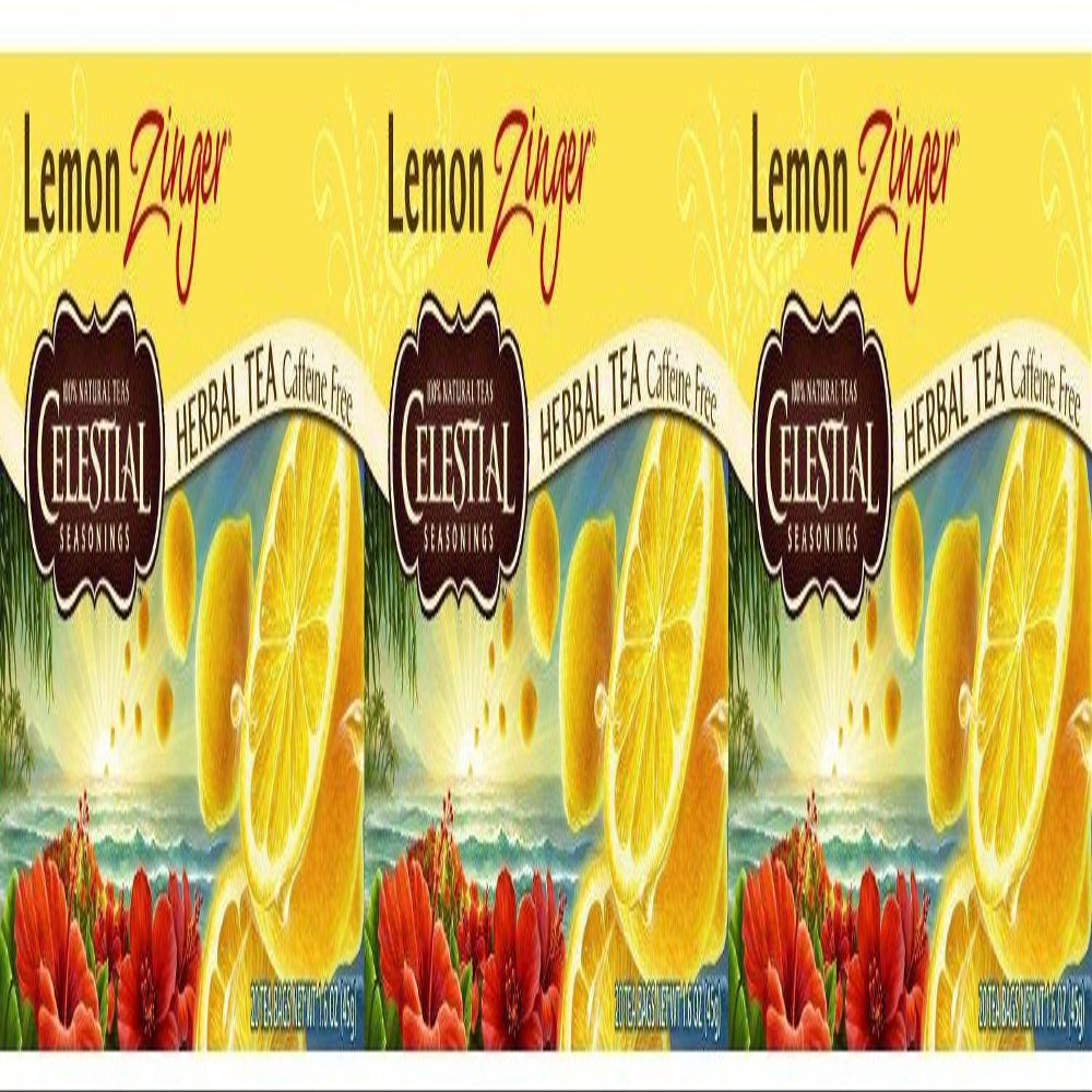 (3 PACK) - Celestial Seasonings - Lemon Zinger Tea | 20 Bag | 3 PACK BUNDLE