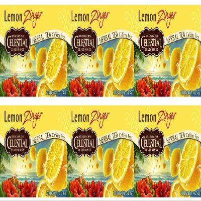 (6 PACK) - Celestial Seasonings - Lemon Zinger Tea | 20 Bag | 6 PACK BUNDLE