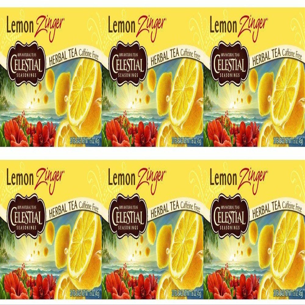 (6 PACK) - Celestial Seasonings - Lemon Zinger Tea | 20 Bag | 6 PACK BUNDLE