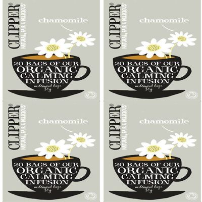 (4 PACK) - Clipper - Organic Chamomile | 20 Bag | 4 PACK BUNDLE