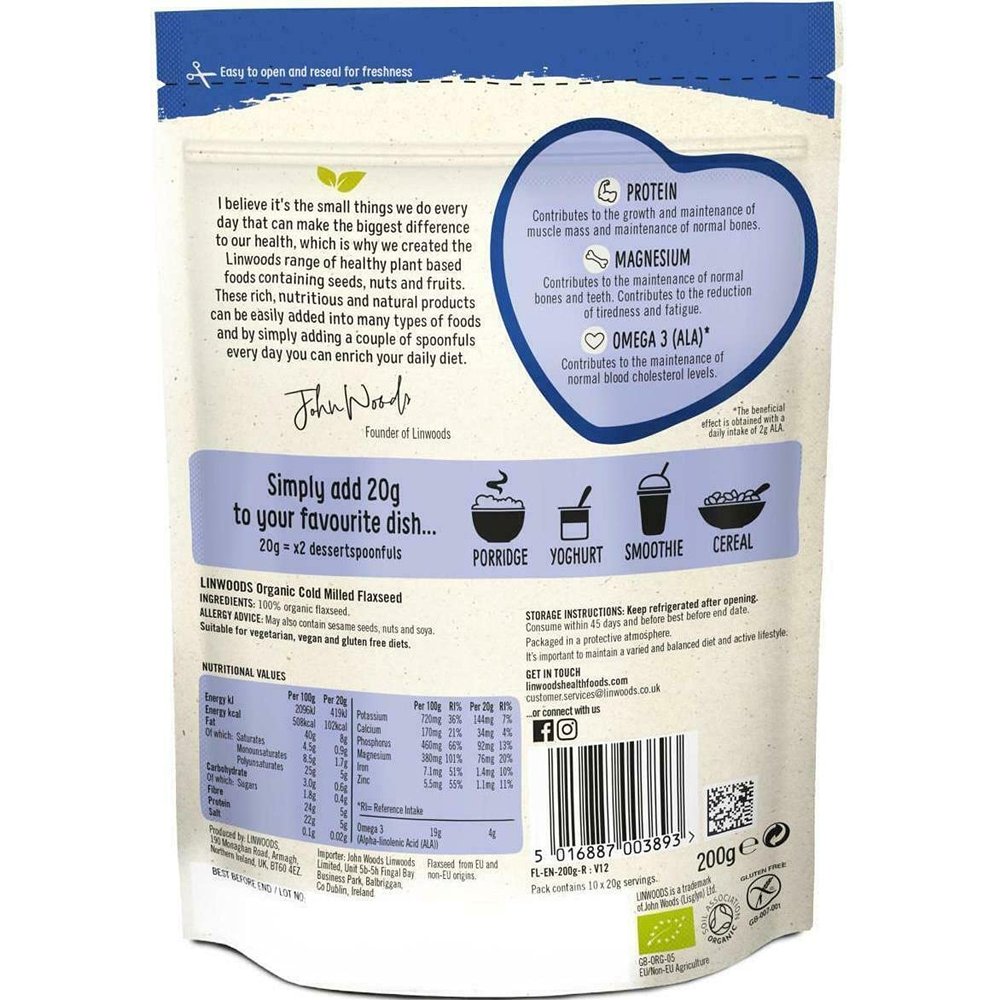 (3 PACK) - Linwoods - Milled Organic Flaxseed | 200g | 3 PACK BUNDLE