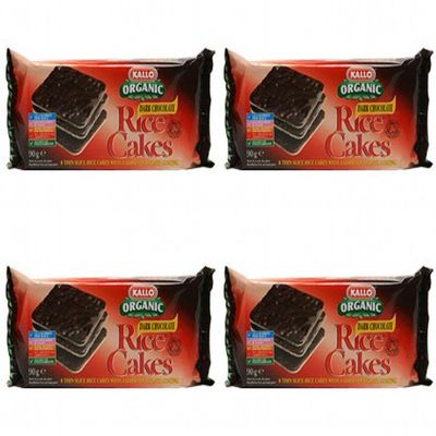 (4 PACK) - Kallo - Rice Cakes Dark Chocolate | 90g | 4 PACK BUNDLE