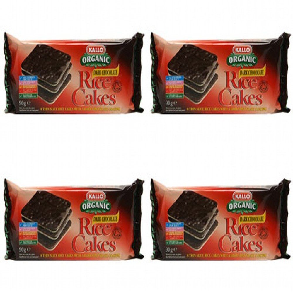 (4 PACK) - Kallo - Rice Cakes Dark Chocolate | 90g | 4 PACK BUNDLE
