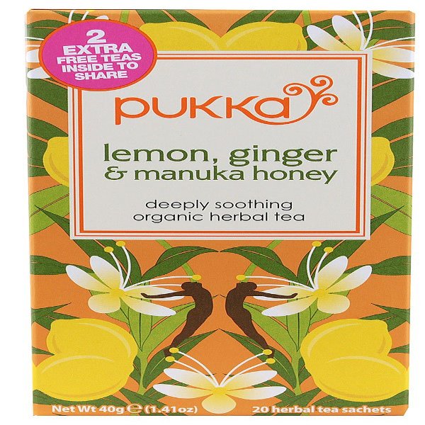 (4 PACK) - Pukka Herbs - Lemon Ginger Manuka Honey Tea | 20 sachet | 4 PACK BUNDLE