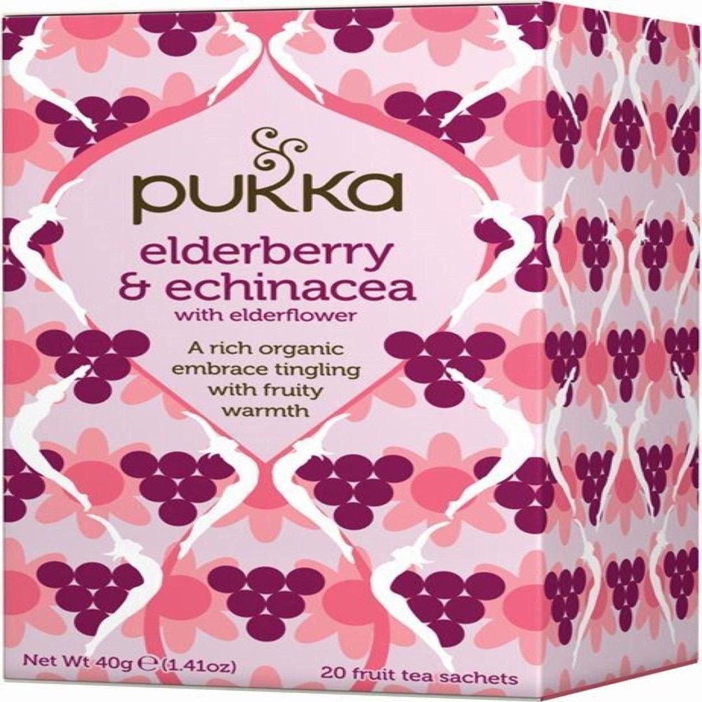 (12 PACK) - Pukka Herbs - Elderberry & Echinacea Tea | 20 sachet | 12 PACK BUNDLE