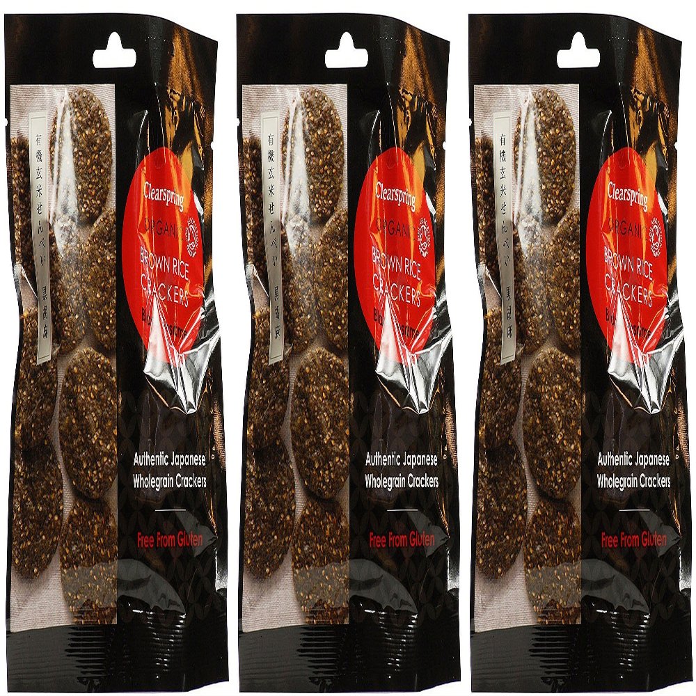 (3 PACK - Clearspring - Og Brown rice crackers - black | 40g | 3 PACK BUNDLE
