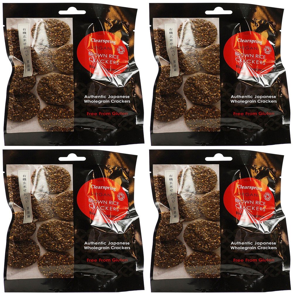 (4 PACK - Clearspring - Og Brown rice crackers - black | 40g | 4 PACK BUNDLE