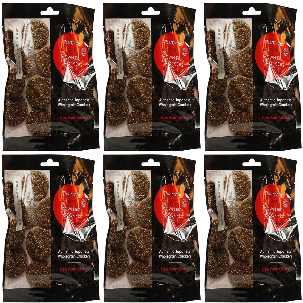 (6 PACK - Clearspring - Og Brown rice crackers - black | 40g | 6 PACK BUNDLE