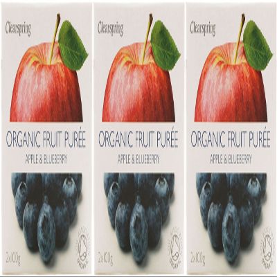 (3 PACK) - Clearspring - Fruit Puree Apple & Blueberry | 2 X 100g | 3 PACK BUNDLE