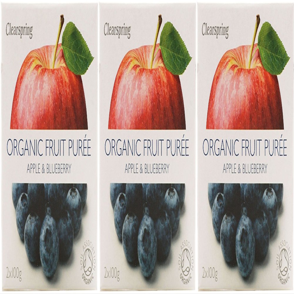 (3 PACK) - Clearspring - Fruit Puree Apple & Blueberry | 2 X 100g | 3 PACK BUNDLE