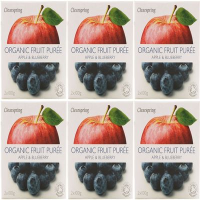 (6 PACK) - Clearspring - Fruit Puree Apple & Blueberry | 2 X 100g | 6 PACK BUNDLE