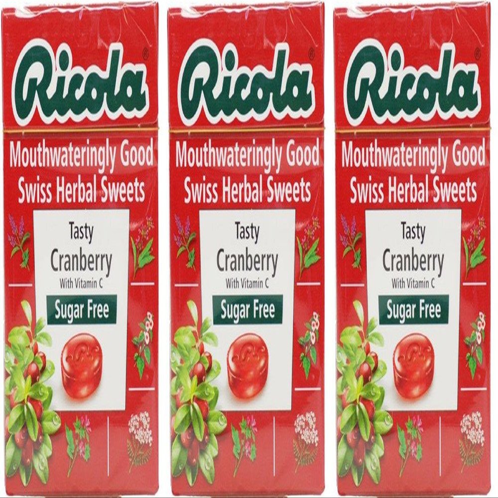 (3 PACK) - Ricola - Cranberry SF Lozenges Box | 45g | 3 PACK BUNDLE