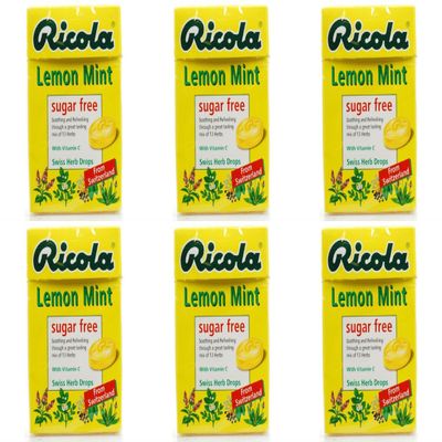 (6 PACK) - Ricola - Lemon Mint SF Lozenges Box | 45g | 6 PACK BUNDLE