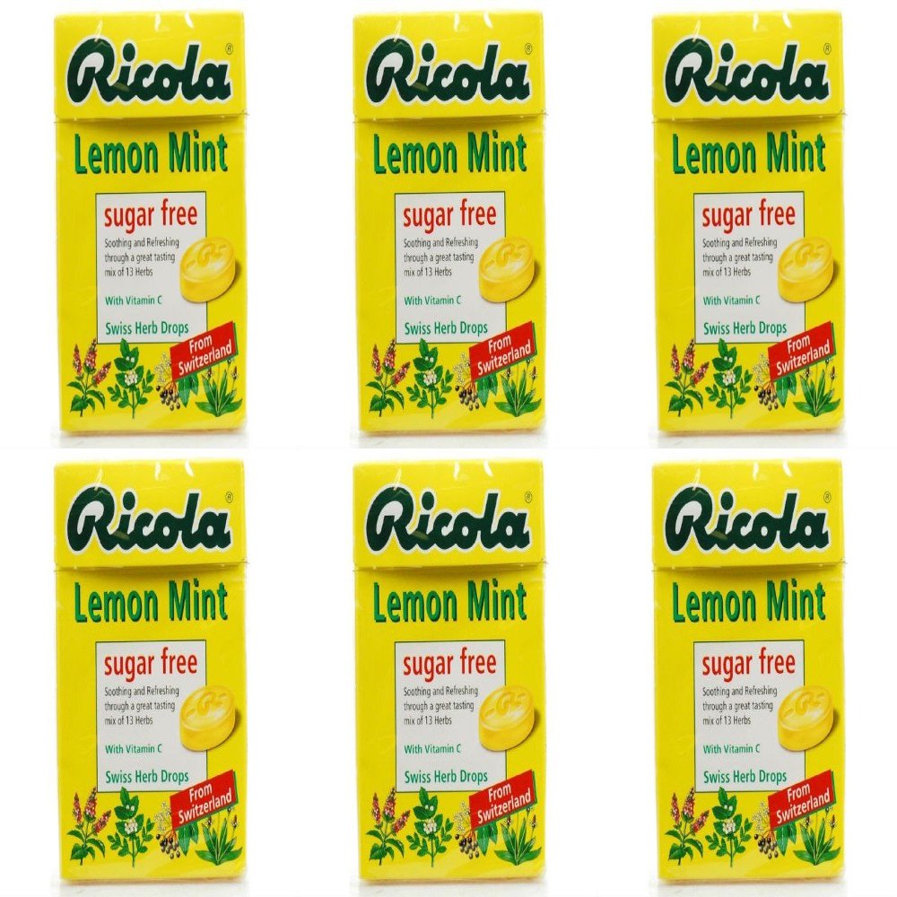 (6 PACK) - Ricola - Lemon Mint SF Lozenges Box | 45g | 6 PACK BUNDLE