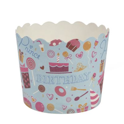 Blue Sky 1261 16 Count Scalloped Birthday Cupcake Baking Cups, Large, Blue