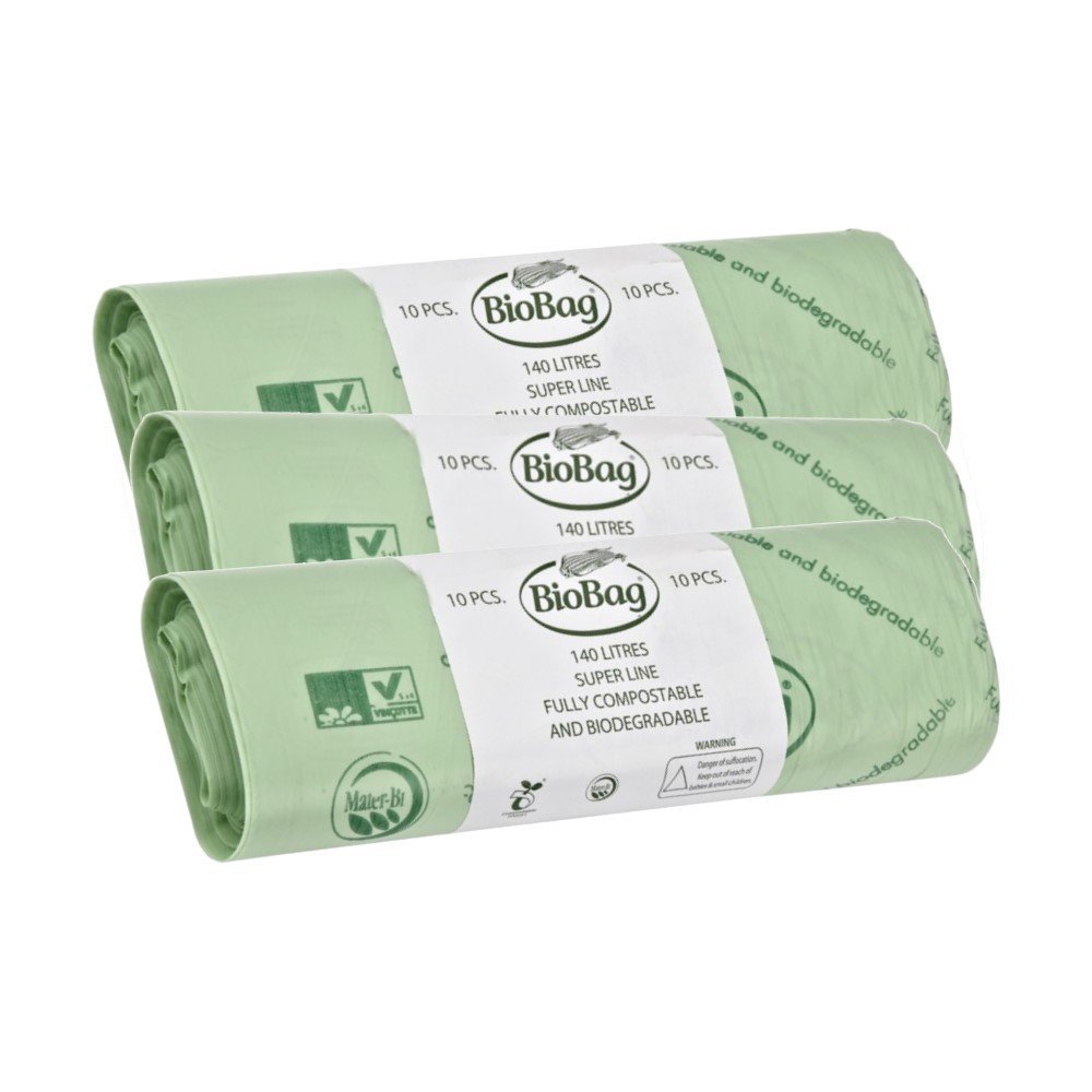 140 Litre x 30 BioBag Compostable Biodegradable Kitchen Food/Garden Waste Wheelie Bin Liner Bags/Sacks (140L) - Certified EN13432