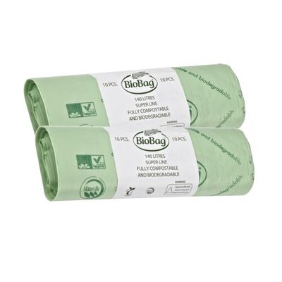 140 Litre x 20 BioBag Compostable Biodegradable Kitchen Food/Garden Waste Wheelie Bin Liner Bags/Sacks (140L) - Certified EN13432