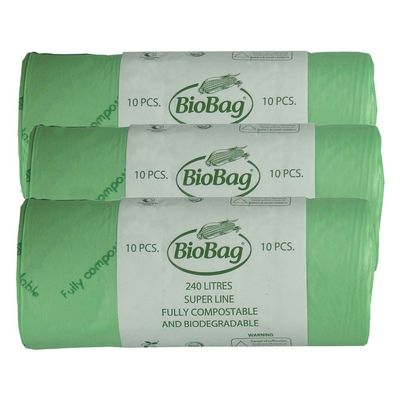 240 Litre x 30 BioBag Compostable Biodegradable Kitchen Food/Garden Waste Wheelie Bin Liner Bags/Sacks (240L) - Certified EN13432