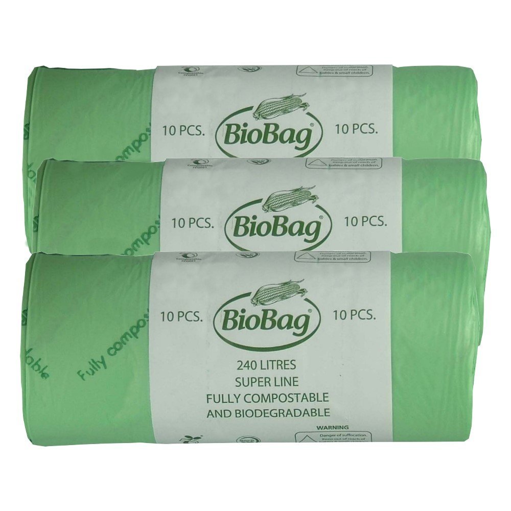240 Litre x 30 BioBag Compostable Biodegradable Kitchen Food/Garden Waste Wheelie Bin Liner Bags/Sacks (240L) - Certified EN13432