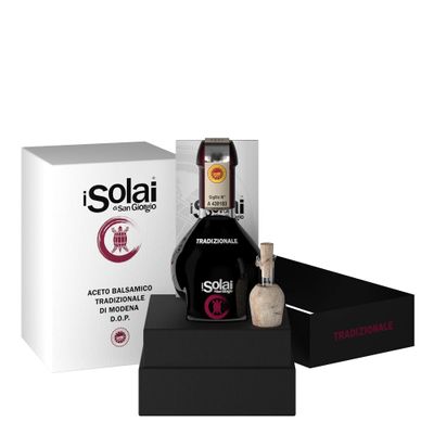 Aceto Balsamico Tradizionale di Modena D.O.P. (100ml) -I SOLAI Traditional balsamic vinegar is made of cooked grape must, matured by slow acidification derived from a natural fermentation and progressive concentration by a long aging.-