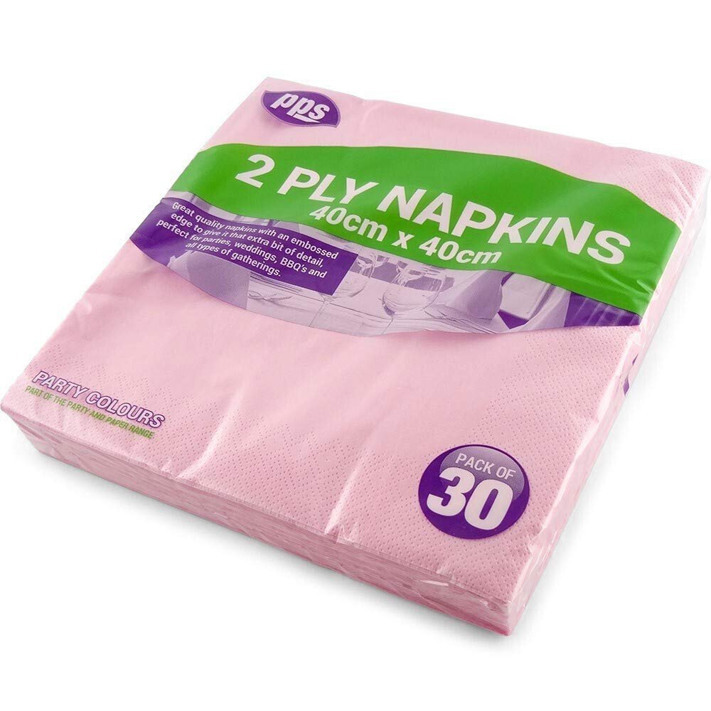 30 LUXURY 2 PLY PINK PAPER DINNER NAPKINS - 40cm x 40cm Ideal for weddings, christenings, parties, bbq's etc